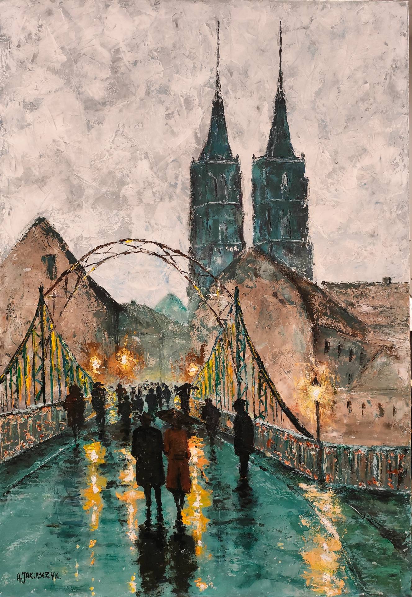 Katedra Wrocławska Ostrów Tumski akryl na płótnie 130x90cm (duży)
